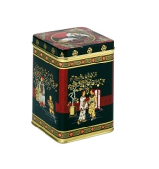 Tea Caddy Black Jap w Hinged Lid 100g